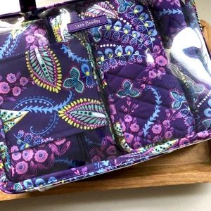 Vera Bradley Batik Leaves 4pc Cosmetic Set